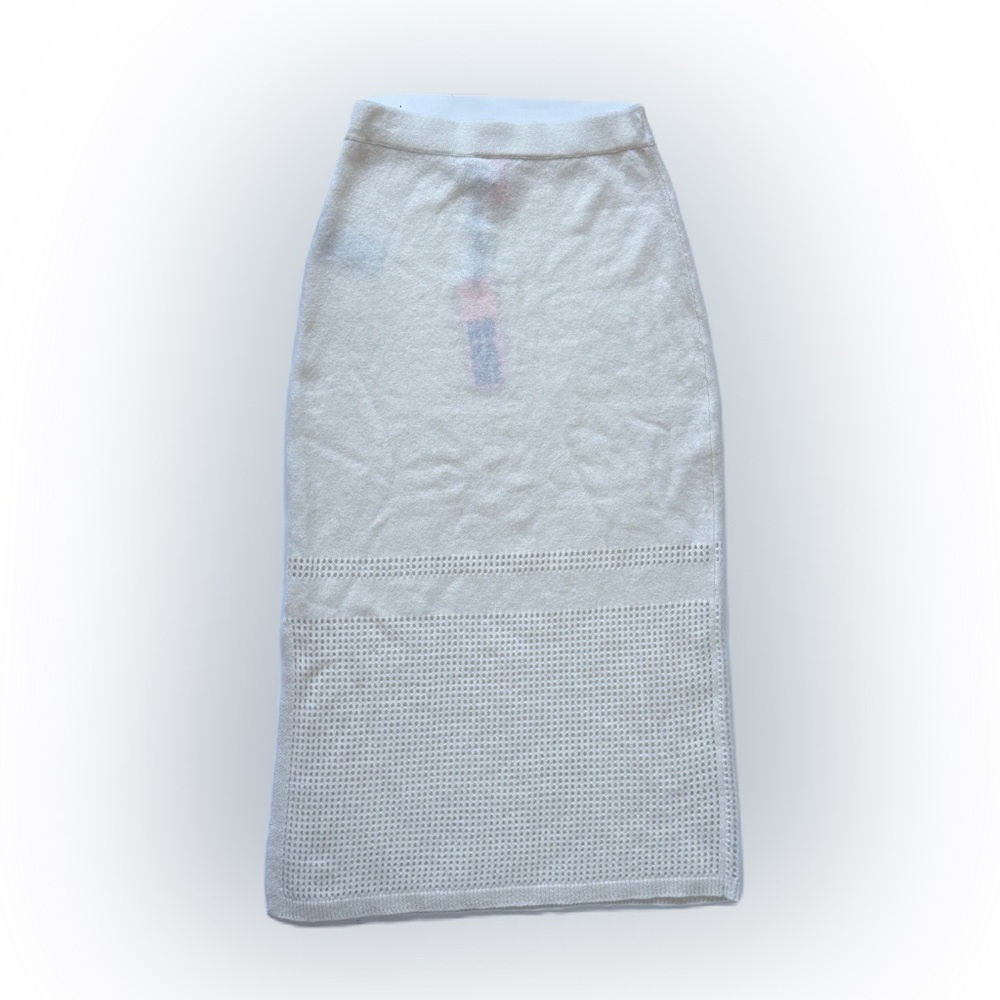 Noname Naked Cashmere Crochet Midi Skirt 100% Cashmere White NWT